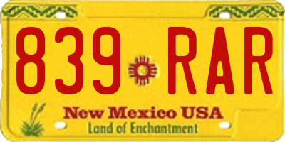 NM license plate 839RAR