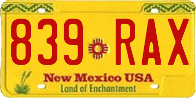 NM license plate 839RAX