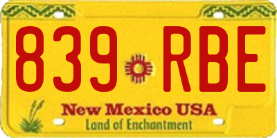 NM license plate 839RBE
