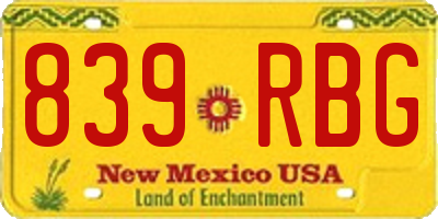 NM license plate 839RBG