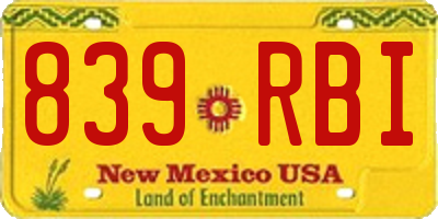 NM license plate 839RBI