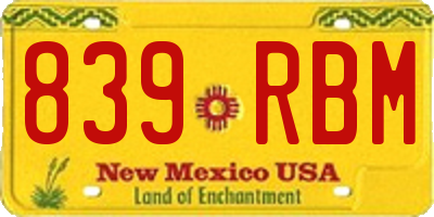 NM license plate 839RBM