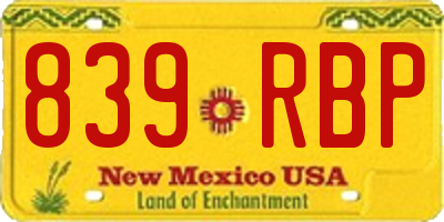 NM license plate 839RBP