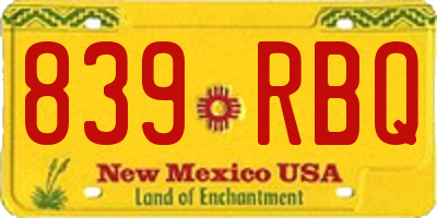 NM license plate 839RBQ