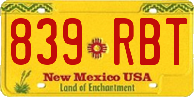 NM license plate 839RBT