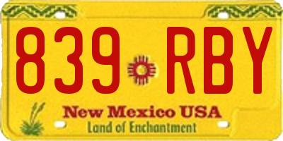 NM license plate 839RBY