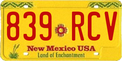 NM license plate 839RCV