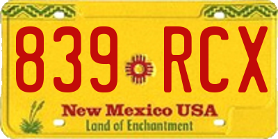 NM license plate 839RCX
