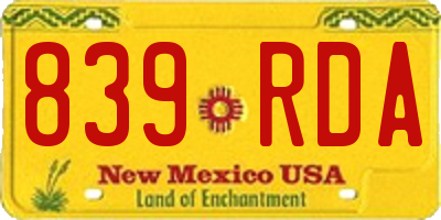 NM license plate 839RDA