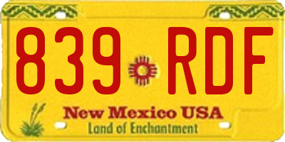 NM license plate 839RDF
