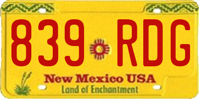 NM license plate 839RDG