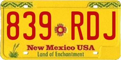 NM license plate 839RDJ