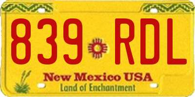 NM license plate 839RDL