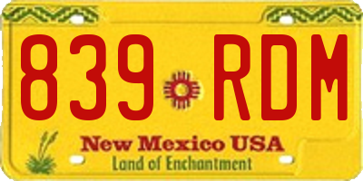 NM license plate 839RDM