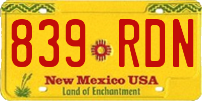 NM license plate 839RDN