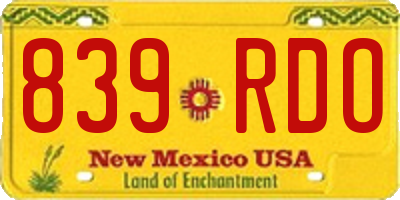 NM license plate 839RDO