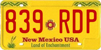 NM license plate 839RDP