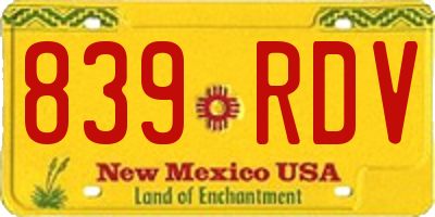 NM license plate 839RDV