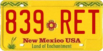 NM license plate 839RET