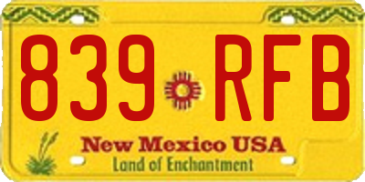 NM license plate 839RFB