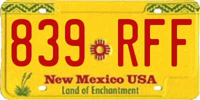 NM license plate 839RFF