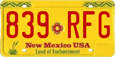 NM license plate 839RFG