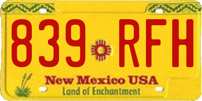 NM license plate 839RFH