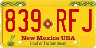 NM license plate 839RFJ