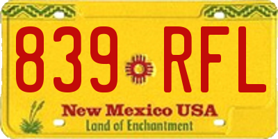 NM license plate 839RFL