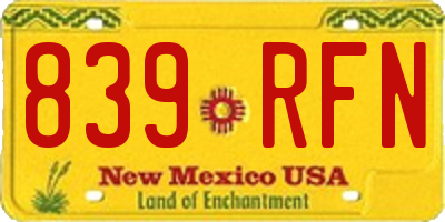 NM license plate 839RFN