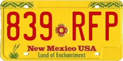 NM license plate 839RFP