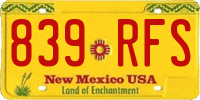 NM license plate 839RFS