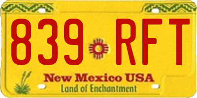 NM license plate 839RFT