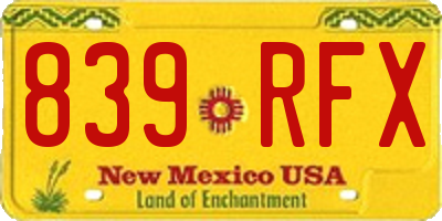 NM license plate 839RFX