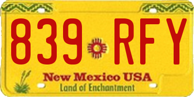 NM license plate 839RFY