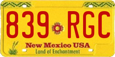 NM license plate 839RGC