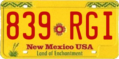 NM license plate 839RGI