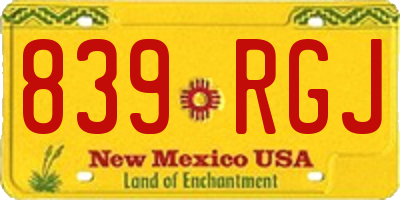 NM license plate 839RGJ