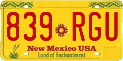 NM license plate 839RGU
