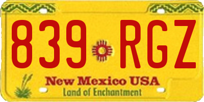 NM license plate 839RGZ