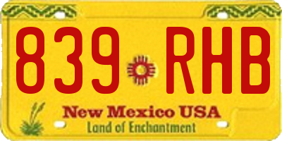 NM license plate 839RHB