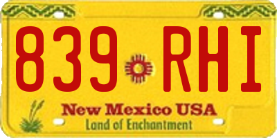 NM license plate 839RHI