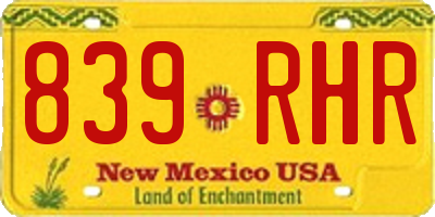 NM license plate 839RHR