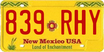 NM license plate 839RHY
