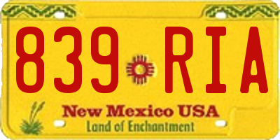 NM license plate 839RIA