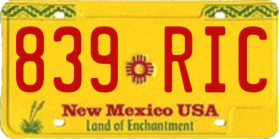 NM license plate 839RIC
