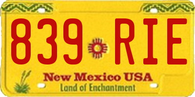 NM license plate 839RIE