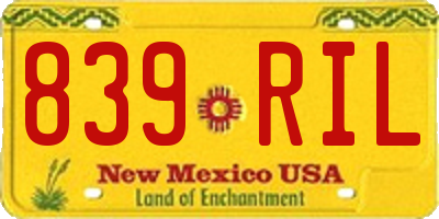 NM license plate 839RIL