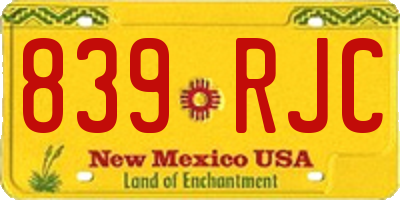 NM license plate 839RJC