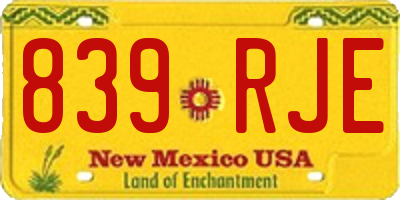 NM license plate 839RJE